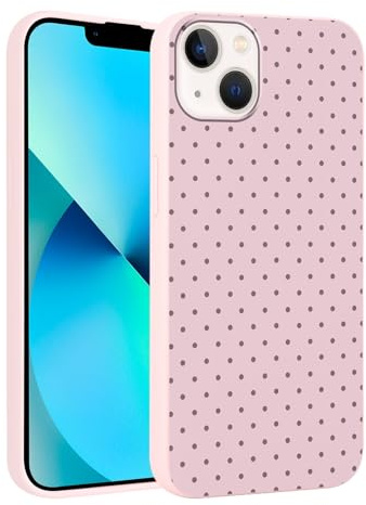 Yirlbey Estivi Cover per iPhone 13 Mini 5,4'', Custodia Viola Polka Dot Disegno Motivo Aesthetic Summer per Ragazza Antiurto Rosa Silicone Morbido TPU Bumper Cellulare Protezione Case, Pois