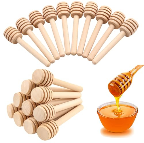 Mini Honey Sticks Dipper 25 PCS, 8cm Honey Stirrer, Small Honey Dipper Wooden 8 cm, Honeycomb Spoons Sticks for Honey Jar Dispense Drizzle Honey and Wedding Party Favors Gift