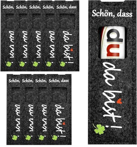 10 Stück Filzhüllen für Schokoriegel „Schön, dass du da bist“ | Kreative Geschenkverpackung für Mitarbeiter, Kollegen und Dankeschön-Geschenke