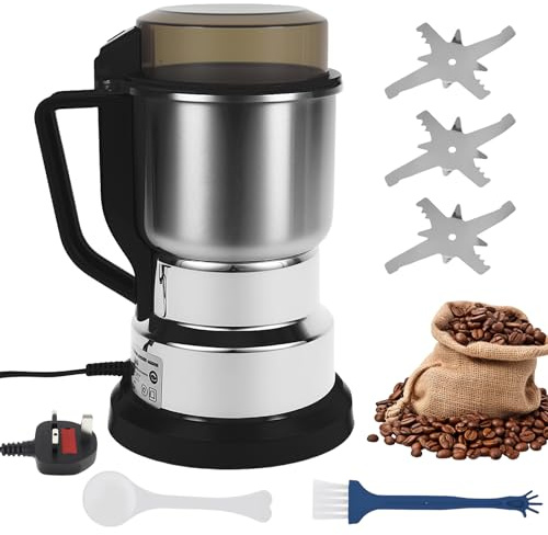 Sesaver Portable Electric Coffee Grinder, Adjustable Coffee Bean Grinder with Stainless Steel Blade Spoon and Clean Brush for Home Kitchen Counter