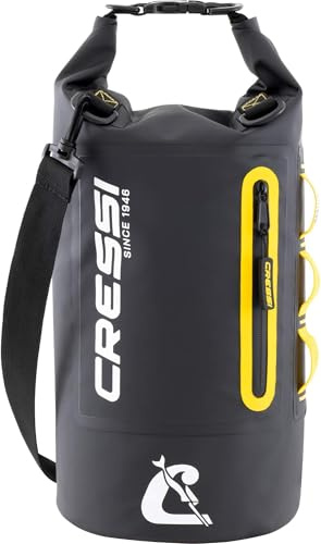 CRESSI dal 1946 - Ocelot Dry Bag - Borsa Stagna Impermeabile Unisex da Mare, Barca e attività Acquatiche, Disponibile Piccola, Media e Grande, Nero/Giallo 10 L