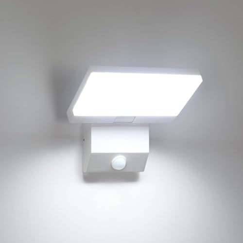 Comely Applique da Esterno LED con Sensore di Movimento 24W 6500K Bianco | IP65 Impermeabile, Ruotabile a 180° Moderno Lampade da Esterno con Sensore di Luce per Giardino Terrazzo Garage