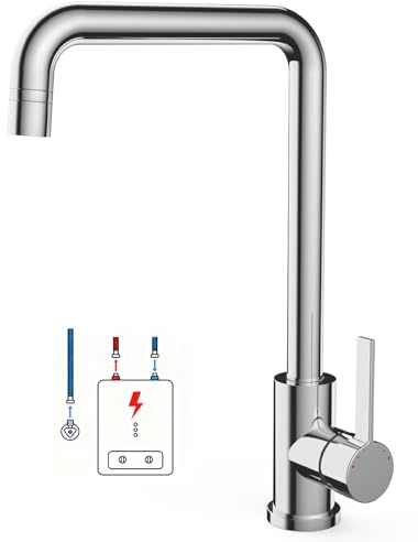 Niederdruck Armatur Küche Mit 3 Anschluessen Fuer Boiler, 2 Strahlarten, 360 ° Drehbare Wasserhahn Küche, Leicht Zu Zerlegen, Spültischarmatur Für Boiler, Untertischgeräte
