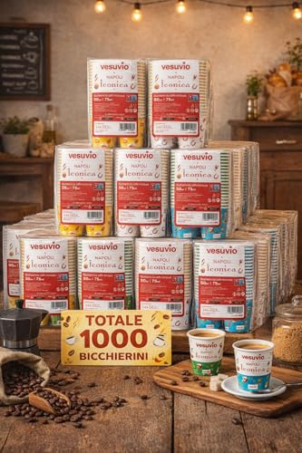 Generico 20 Confezioni Bicchierini da Caffè in Carta Bio 75 cc Monouso per Espresso 50 Pezzi a Confezione Totale 1000 Bicchieri Ideali per Bar Ufficio Eventi e Casa