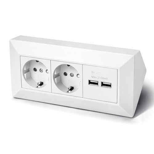 Steckdosenleiste 2-fach, USB, Serie C1 weiß-matt