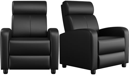 Yaheetech 2-Seat Reclining Chair Leather Recliner Sofa Modern Chaise Couch Lounger Sofa for Living Room Home Theater Black