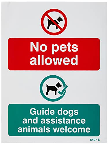 Caledonia Signs 25497E No pets allowed Guide dogs and assistance animals welcome Self Adhesive Vinyl Sign, Blue, 200.0 mm x 0.1 mm x 150.0 mm