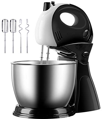 JHNEA Batidora Amasadora con Movimiento Orbital y Bol de 3L Repostería 200 W con 5 Velocidades y Función Turbo 2 Varillas para Batir y Amasar Panadería,Black