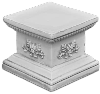 gartendekoparadies.de Quadratischer Sockel Podest, Steinsockel, H. 21 cm, Stellfläche 25 x 25 cm, 21 kg, Grau, frostsicher aus Steinguss für Außenbereich