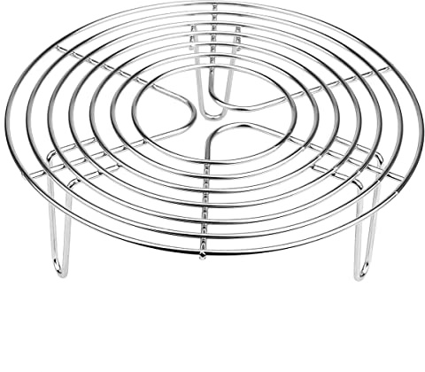 DOERDO Round Cooking Rack Multi-Purpose Stainless Steel Grilling Rack Steamer Rack Cooling Rack for Baking Canning Cooking, 20x20x7CM