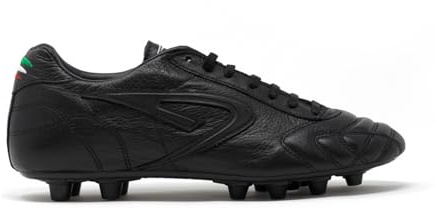 Scatto all Black - Scarpe da Calcio in Pelle Naturale di Vitello - Suola Mix, con Tacchetti in Punta di Alluminio, Perfetta per Terreni bagnati - 44,5 - Nero