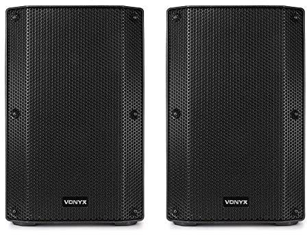 Vonyx VSA10P - Juego de Altavoces pasivos 10” 1000W con Carcasa ABS Resistente, Asas y Ruedas, Ideal para música, Voz y Canto en Eventos, escenarios y Uso móvil Profesional