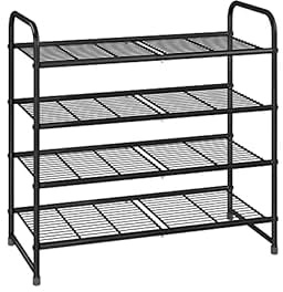 Simple Trending 4-Tier Stackable Shoe Rack, Expandable & Adjustable Shoe Organizer Storage Shelf, Wire Grid, Black