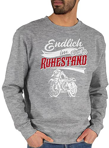 Sweater Pullover Sweatshirt Herren Damen - Rentner Rente - Endlich im Ruhestand - L - Grau meliert - renter motorrad abschied kollegen rentner. abschiedsgeschenk kollege renteneintritt rentenbeginn