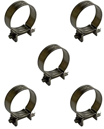 Pack of 5 Stainless Steel Mini Fuel Line Hose Clip Jubilee Petrol Pipe Clamps Silver (25-27mm)