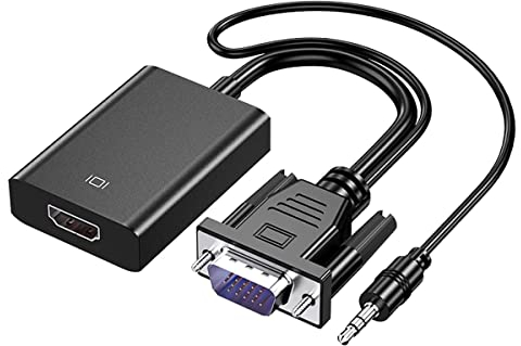 SZJUNXIAO Adaptador VGA a HDMI 1080p, Convertidor de Alta Resolución Con Cable de Audio Digital, Señal Analógica para PC, Portátil, Proyector y Monitor