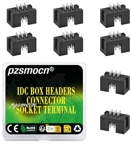 Pzsmocn 20 Stück IDC 2 * 3 Zweireihig 2,54 mm Rastermaß JTAG ISP 6-poliger Gerader Stifteinsatz Box Steckverbinder Adapterkabel Männliche Buchsenklemmen für PCB-Elektronikgeräteprojekte.