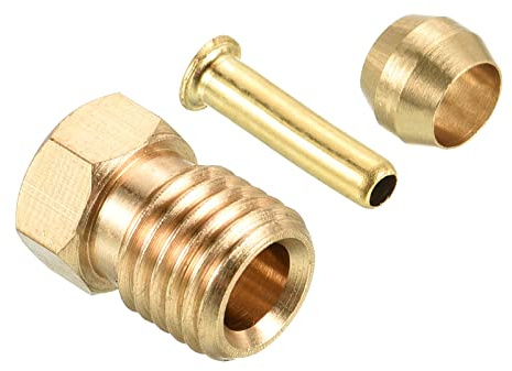PATIKIL 2.5mm ID 4mm OD Tubo Ottone Compressione Assortimento Kit 1 Set, Manicotto Ghiera & Inserisci & Dado