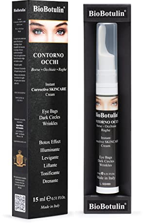 BioBotulin Argan Milano Bio Cosmetics BioBotulin Gel Crema contorno occhi - 15 ml - elimina Borse, Occhiaie e Rughe - trattamento istantaneo per le borse sotto gli occhi per Uomini e Donne