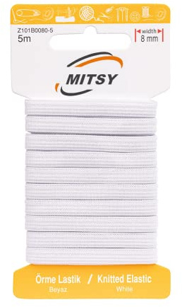 MITSY Reißfeste Gummiband Flachgummi zum Nähen Breit 8 mm 5 m Weiß | Gummibänder, Elastisch & Reißfest, Gummilitze für Handarbeit, Hosengummi, Basteln & DIY, Langlebig & Formstabil