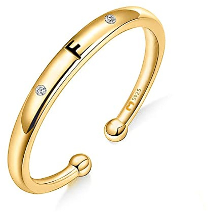 Anello da Donna in Argento 925 Con Iniziale e Zirconia - Finitura Argento o Oro - Gioielli Ideali per Coppia e Fidanzati, Regali per Amiche