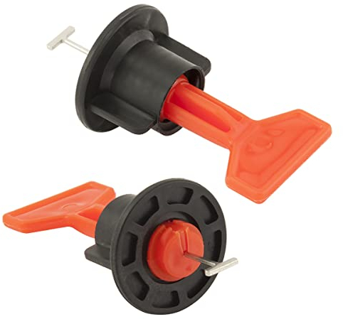 MidGard Mehrweg Nivelliersystem Fliesen-Verlegehilfe Nivellierset für Wand- und Bodenfliesen für Fugenbreiten 2-6 mm inkl. 2 speziellen Schlüssel aus Stahl und Kunststoff 50 Stk.