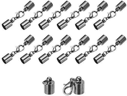 sourcing map 20 Stück Kettenverschluss 7mm Endkappen mit Hummerverschluss Klammern Endkappen Schmuck Verschluss für DIY Schmuckherstellung Leder Armbänder Selber Machen Metallisch Schwarz