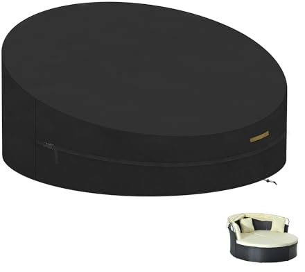 VANSHEIM Housse de Protection Canapé-lit Rond Jardin Imperméable Couverture de Lit de Jardin Rond Housse pour Lit de Jardin avec Manipuler Tissu Oxford 420D Housse Lit de Jardin Ronde Ø190x90/50cm