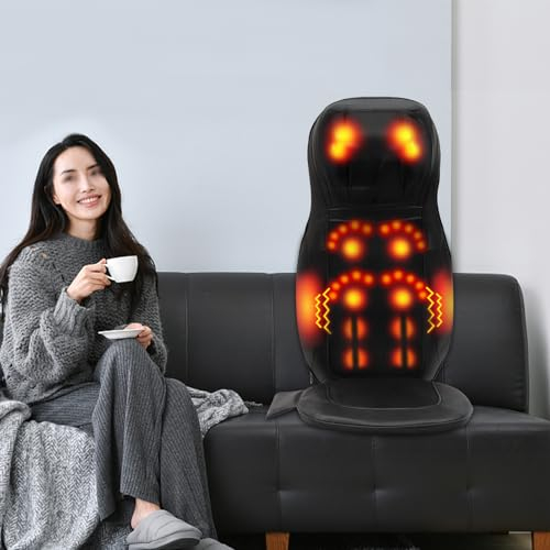 Ganzkörper Massagesitzauflage, 50 Hz Shiatsu Massageauflage Rückenmassagegerät, Tragbare Massageauflage, mit Wärmefunktion und Fernbedienung, für Rücken und Nacken