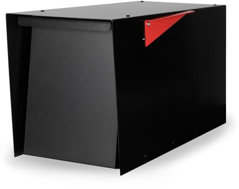 Ilyapa Modern Mailbox for Post Mount - Black with Black Door Heavy Duty Powder Coated Steel, Waterproof Letter Box for Curbside Parcels, Corrosion Resistant with Recessed Magnetic Close Door, Large