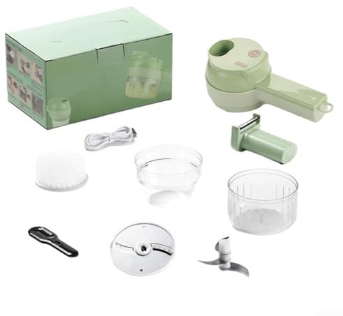 DAZZLEEX 1 Set Of 4 In 1 Handheld Electric Vegetable Cutter Set, Round Filling Hole Slicing, Cooking, Peeling, Cleaning Brush