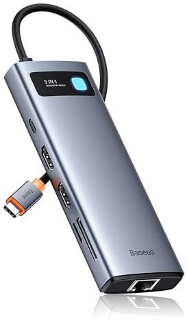 Baseus 9 in 1 Docking Station USB C 4K@120Hz, 2 HDMI dual monitore USB C Hub, 1000Mbp Ethernet, 100W PD,TF/SD Kartenleser, USB 3.0, Multiport Adapter für MacBook/Dell/HP/Surface/Lenovo & Mehr PC