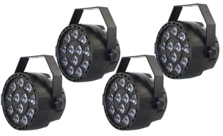 HarBin-Star 4 pezzi 12 LED Par Lights, AC 15 W 220 V 7 canali RGBW illuminazione per palcoscenico con DMX Strobe & Sound Modalità Attiva per discoteca party Christmas Wall Wash