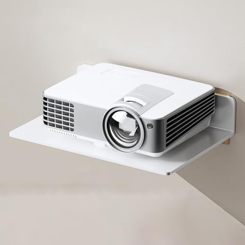 LNGFSH Wall Mounted Projector Shelf Aluminum Router Rack DVD Player Bracket, Floating Wall Shelves For Media Boxes/Blu-Ray Players/Satellite TV Box/Speakers/Modem (White,30cm)