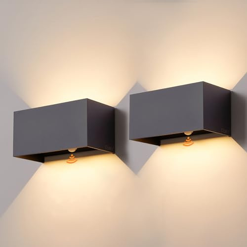CELAVY LED Außenlampe Außenleuchte Anthrazit mit Bewegungsmelder, 2 Stücke Up Down Wandleuchte Wandlampe aussen, IP65 Aussenlampe Aussenleuchte Lampe Wand, Außenbeleuchtung Ausenbeleutung Hauswand