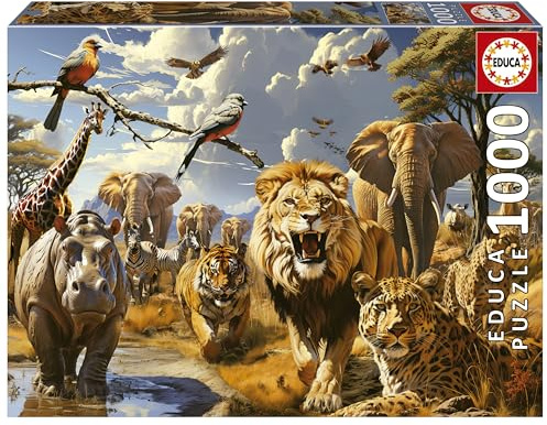 Educa - Puzzle von 1000 Teilen für Erwachsene | Wilde Tiere. Messen: 68 x 48 cm. Beinhaltet die puzzlekleber FixPuzzle. Seit 14 Jahren (19920)