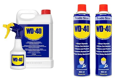 WD-40 5L with Applicator: The Ultimate Multi-Use Lubricant and Protectant & Multi-Use Product - Twin Pack 600ml Can - The Ultimate Lubricant, Rust Protection, Penetrant