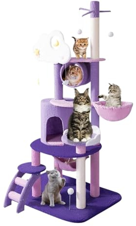 ASHSDI Katzen Kletterbaum Katzenbaum Hoch Katzenbaum-Turm, Katzenspielzeug Für Katzen Im Innenbereich, Katzenbaum Mit Kratzbaum Und Hängematte Katzenmöbel(Size:60 * 48 * 165cm)
