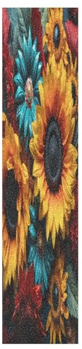 KAAVIYO Bunte Blaue Sonnenblume Skateboard Griptape Rutschfest Selbstklebend Longboard Griptapes Aufkleber Griffband 9x33in,44x10in(1pcs)