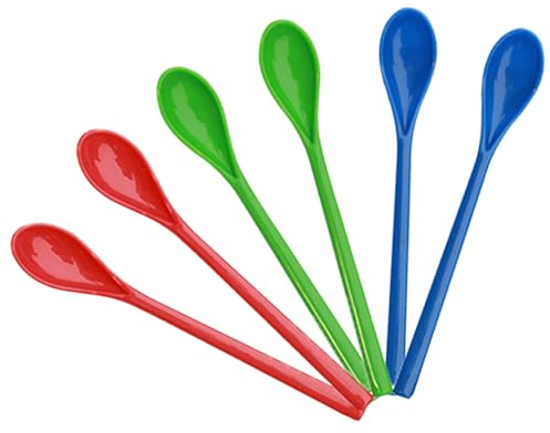 QZKJQDD Plastiklöffel, Eislöffel, Latte Macchiato Löffel, Kaffeelöffel - Lange und Kleine Löffel zum Rühren von Eis, Honigbecher, Heißem Schokoladencocktail (6 Stück)