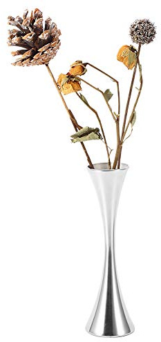 Msiud Edelstahl-Einzelblütenvase, 17cm Moderne kleine Vase für Tischdeko | Formbeständige und pflegeleichte Ganzstahl-Konstruktion in eleganter Sanduhr-Silhouette für stilvolle moderne Wohnakzente