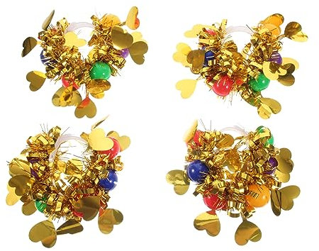 INOOMP 4stücke Pack Paillettenarmbänder Mit Blumenmuster Und Glöckchen Für Kleinkinder Kindergartenarmbänder Aus Kunststoff