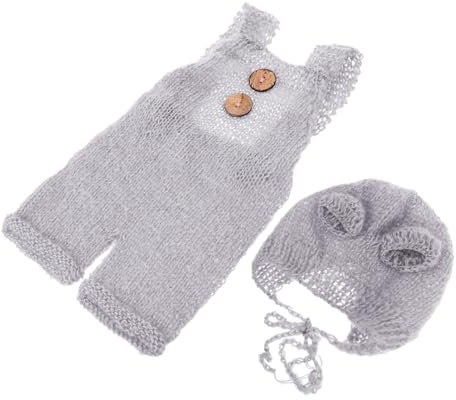 VALICLUD Charmante Baby-Foto-kostüme Handgewebte Bären-Overalls Strickmütze Foto-Requisiten