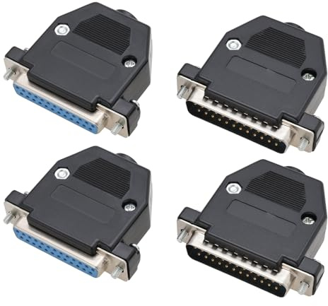 eMagTech 2 Paar DB25-Schweißdrähte mit Stecker Und Buchse Zweireihig 25-polig Schwarzer Schalenkernstecker Serieller Anschluss 25-poliger Buchsenstecker (54 X 44 X 16,6 Mm)