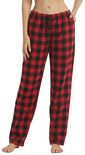 BEGIANT Lot de 1 ou 2 Pyjama Femme Hiver Pantalon de Nuit en Flanelle de Coton Doux à Carreaux avec Poches Vêtement Chaud Hiver Pyjama Long Femme Confortable