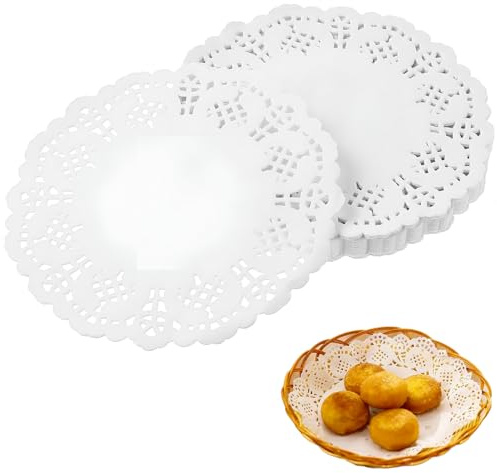 vcsjw 280 Stück Tortenspitze Rund, 8.5 Cm, Weiß, Lace, Elegant Anlässe, Einweg, Hochzeit, Geburtstag, Kuchen, Desserts