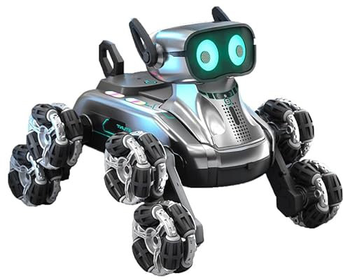 auvstar 8WD Control Remoto Perro Robot Juguete para Niños con Reconocimiento de Gestos,Perro Robot para Niños con Música y Luces LED,Robot de Juguete con Control Remoto,4 5 6 7 8 9 10+ Años