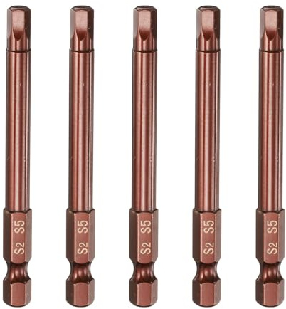 QUARKZMAN 5 Pcs Llave Hexagonal Brocas 5Mm (H5) Métrica 1/4 Hexagonal 3 (75Mm) Longitud Acero S2 Puntas de Destornillador Magnéticoes de Impacto Brocass Eléctricas Hexagonales