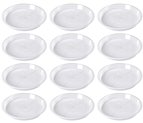 Dxoniislh 30 Pack Plateaux de Plantes de 14cm pour Pots Plateaux D'Égouttement Clairs pour Pots Imperméables à L'Eau