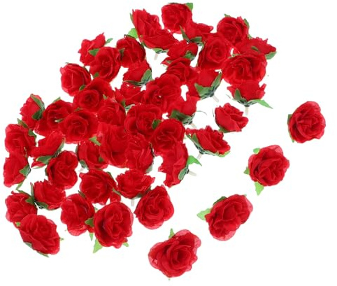 Veemoon 50 Stück Kleine Rote Kunstrosen Köpfe 4cm - Dekorative Rosen Für DIY Projekte - Hochzeiten Tischdeko Und Kreative Bastelideen Rote Rosenköpfe Von
